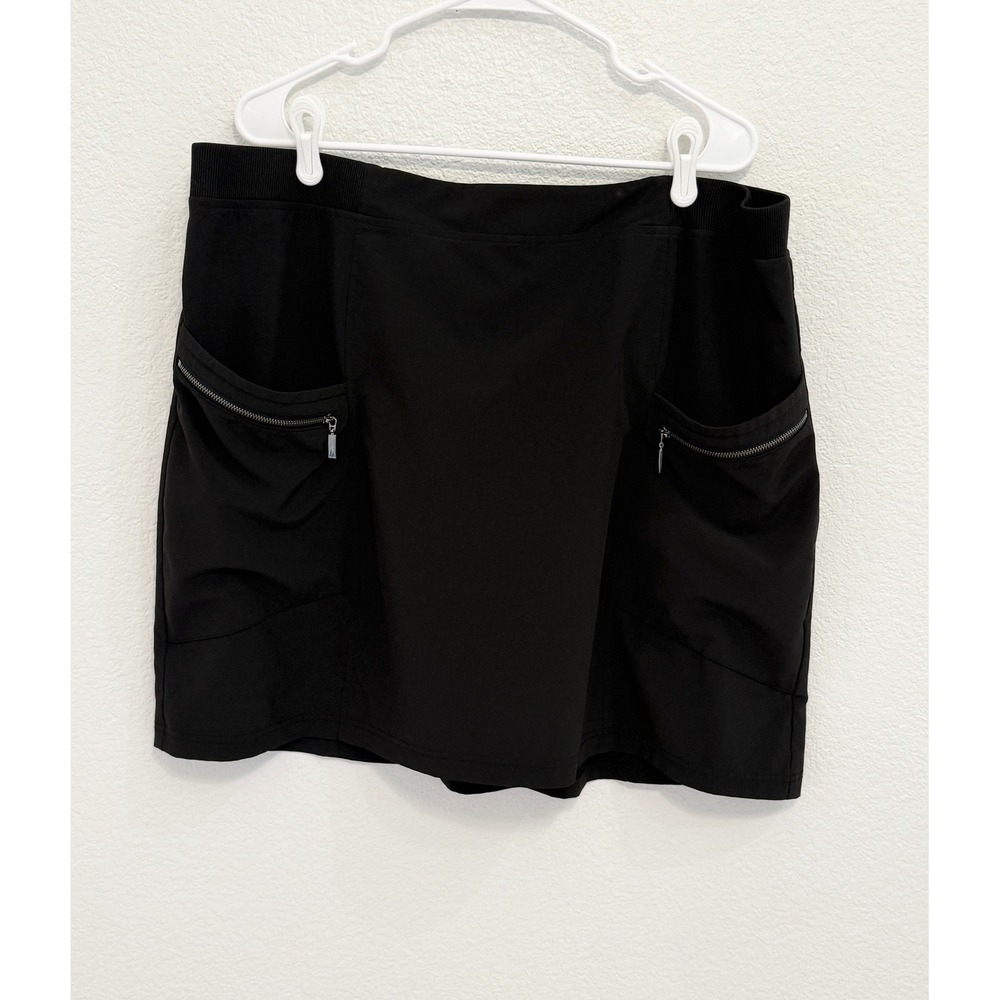 Chicos Zenergy Black Skort Zipper Pockets Size 20